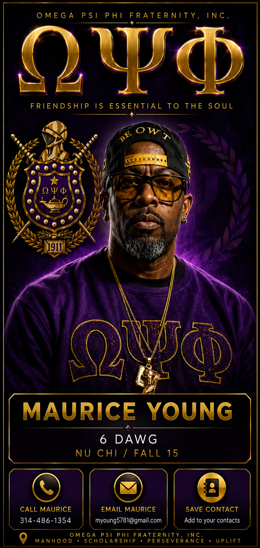 Maurice Young Omega Psi Phi digital contact card